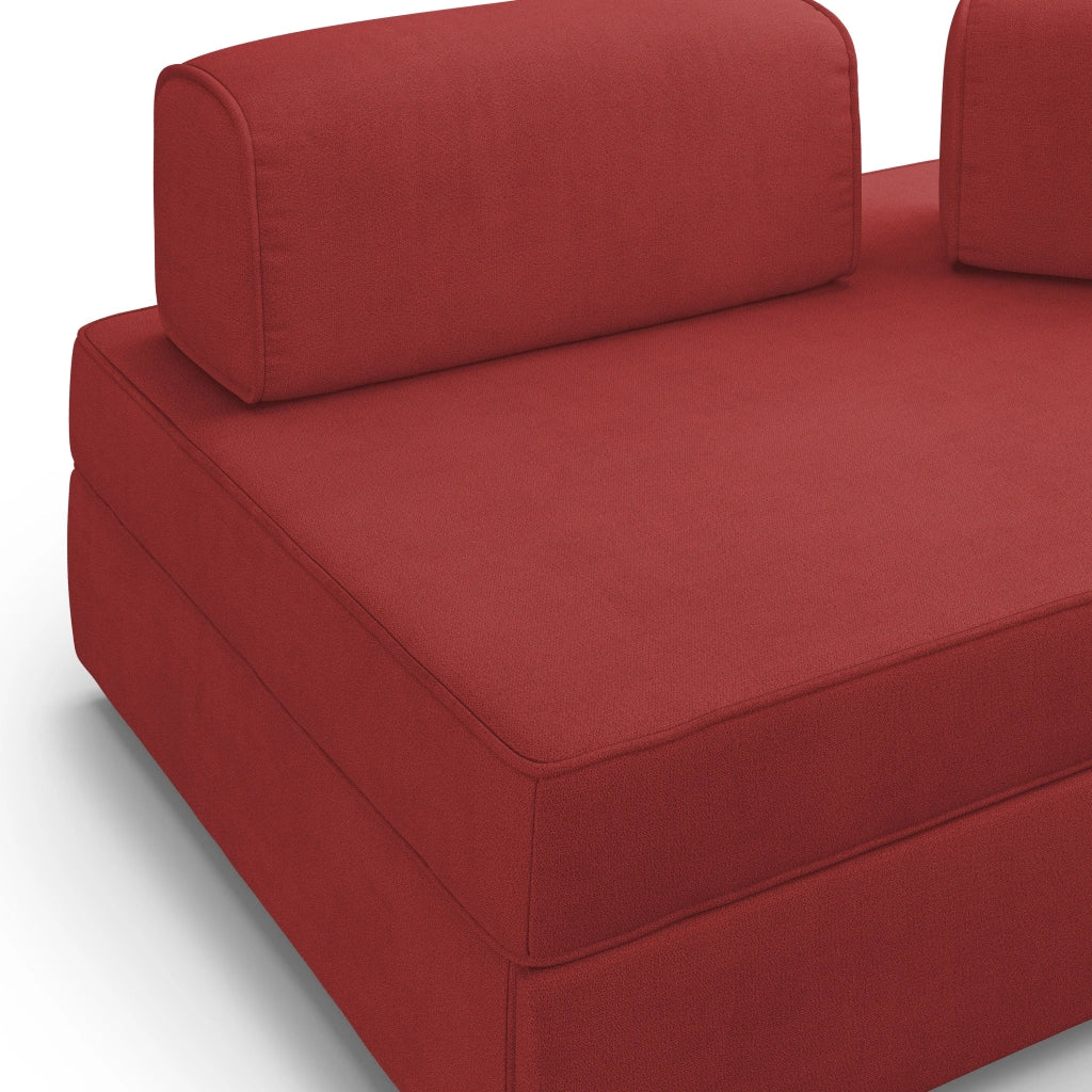 Liberty Divano con pouf estraibile e schienali movibili in tessuto morbido impermeabile T02 180 cm rosso