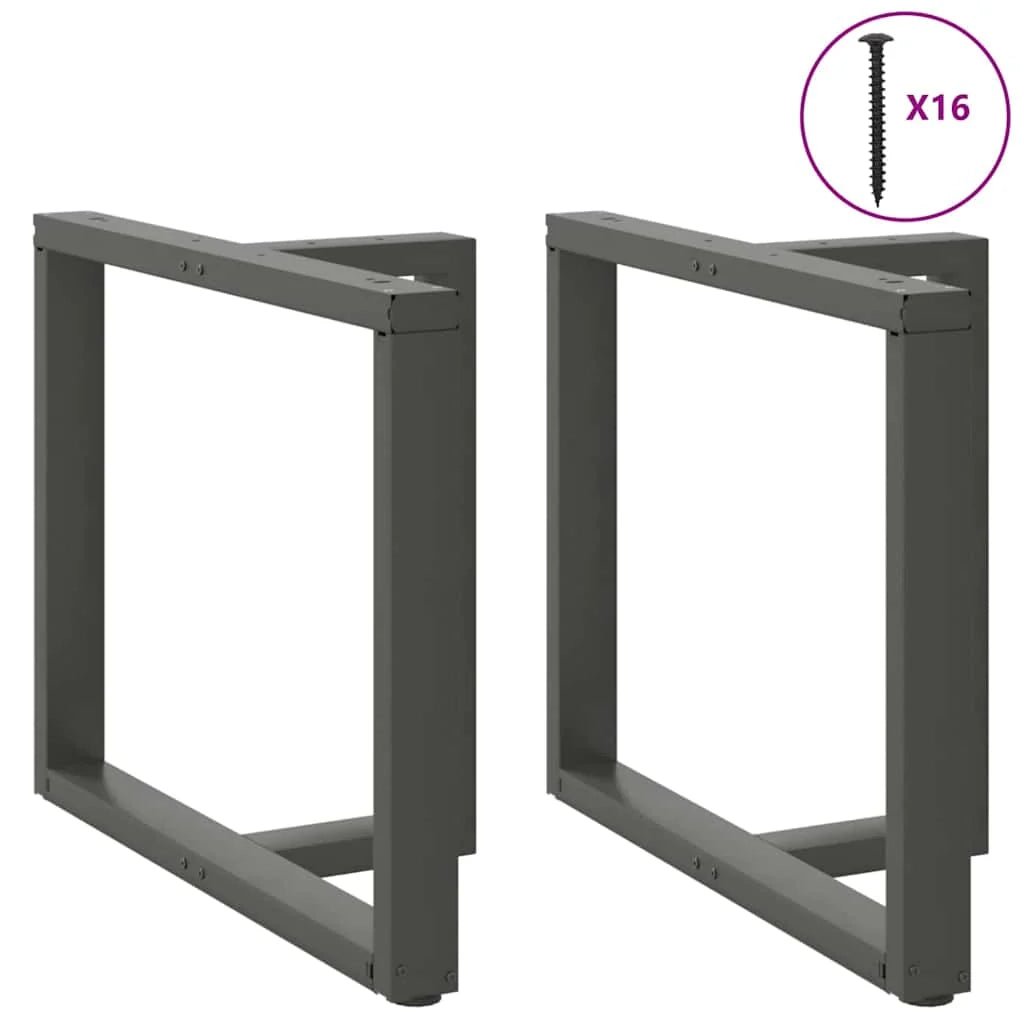 Set di 2 gambe per tavolo da pranzo a forma di T 100 x 35 x 73 cm con piedini regolabili design moderno in acciaio antracite 02_0057336