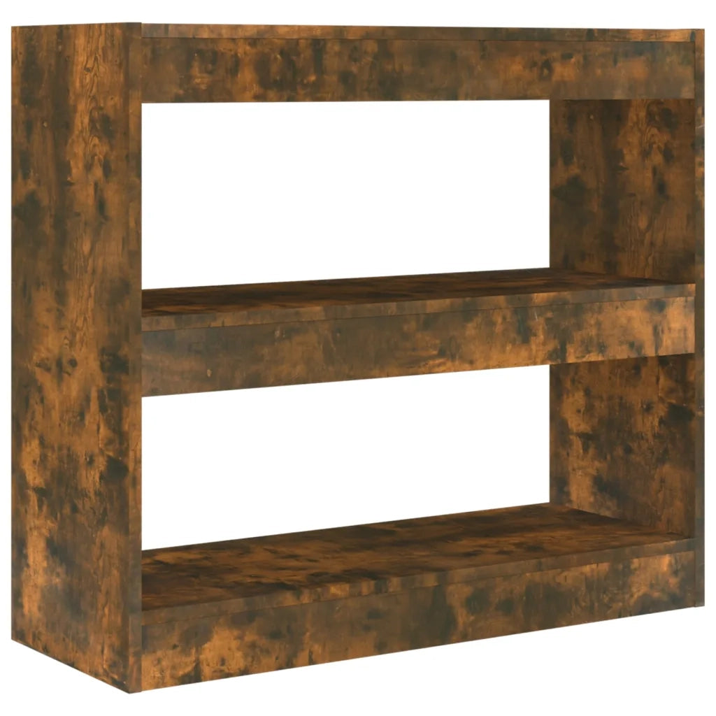 Libreria Divisorio-Scaffale per Libri-Mobile di Stoccaggio Rovere Fumo 80x30x72 cm