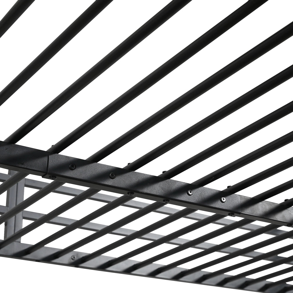 OKWISH Letto a soppalco 120×200 cm, Letto Singolo con Scrivania Integrata, Mensola e Scala a 4 Gradini, senza Materasso, Metallo e Legno, Nero