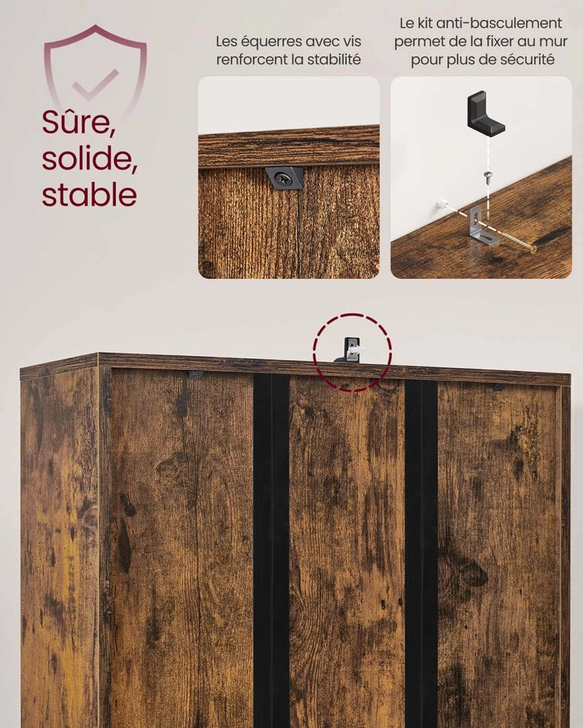 Libreria alta a 6 ripiani con anta mobile contenitore aperto 24 x 318 x 175 cm per soggiorno ufficio sala da pranzo marrone 12_0005284