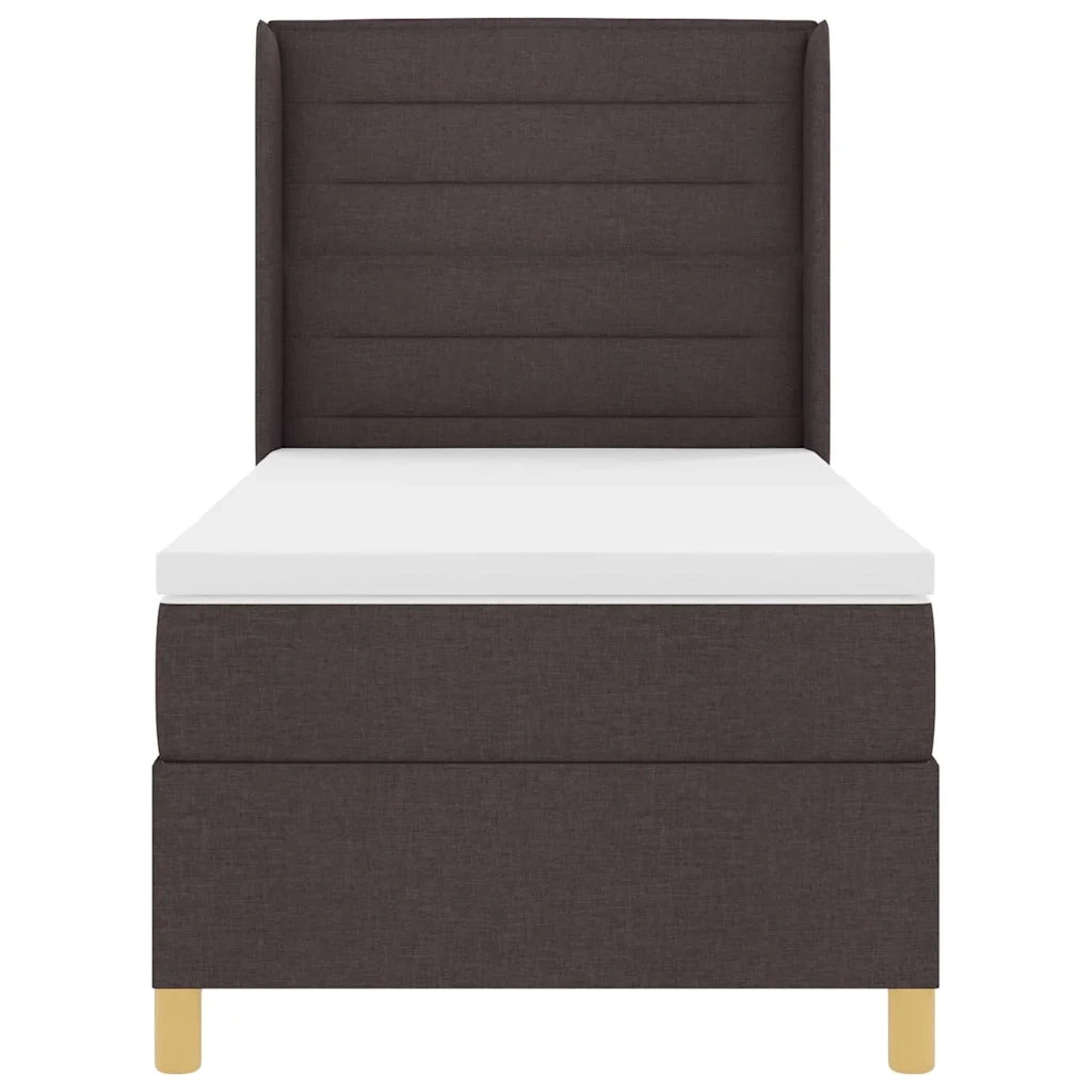 Letto a molle con materasso Marrone Scuro 100 x 200 cm Tessuto