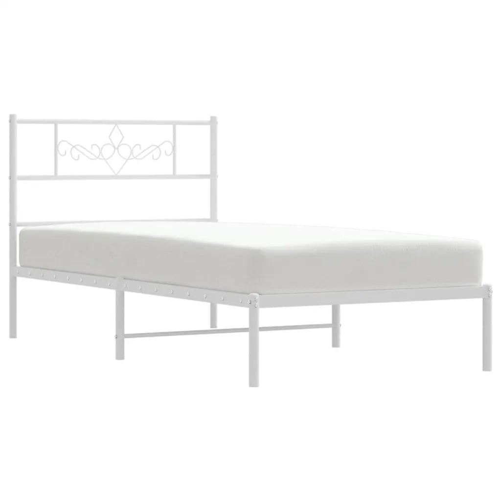 Giroletto con Testiera Metallo Bianco 100x200 cm 355311