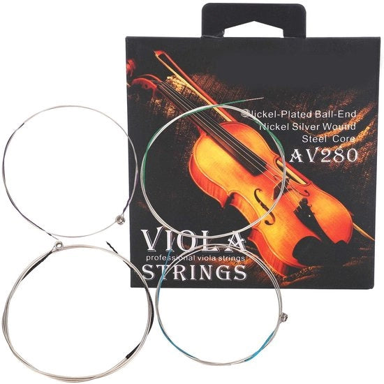 Set di corda per viola professionale - 4 pezzi - nastro di acciaio - lega di nichel-argento - toni ricchi/caldi - adatto per viola da gamba 14"/16" - corda per viola