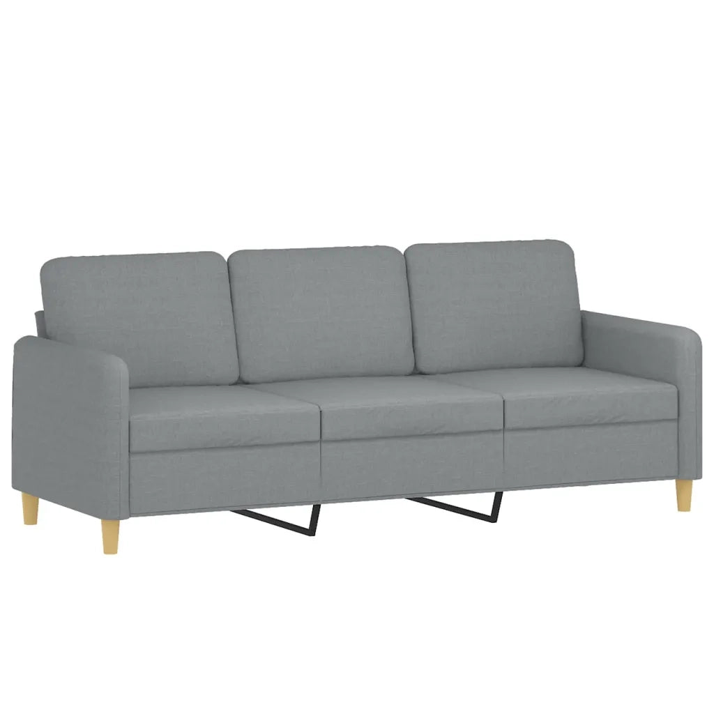 Divano a 3 Posti con Cuscini Grigio Chiaro 180 cm in Tessuto 3200917