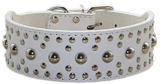 Collare per cane in pelle flessibile - Medio/Grande - 5 cm di larghezza - Materiale in pelle sintetica duratura - 5 fori di regolazione - Hardware verniciata - Collare per cane