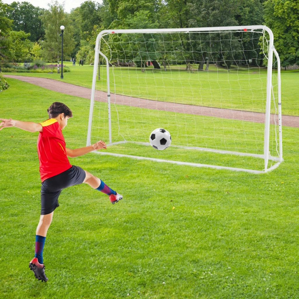Set di reti da calcio per bambini ribalta e porta da calcio, Set di rete di rimbalzo con struttura in metallo Bianco-Ricreazione outdoor