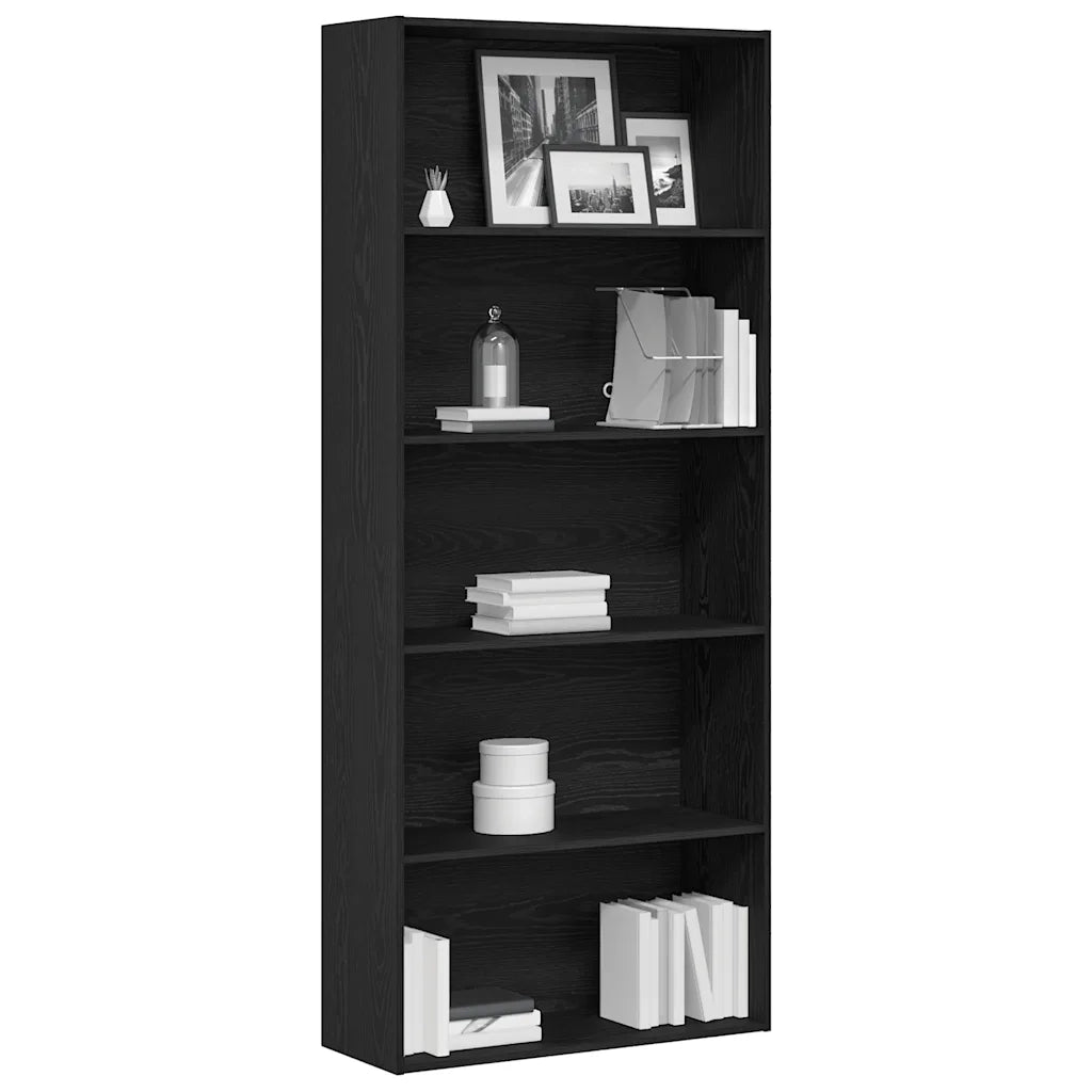Libreria Rovere Nera 80x30x189 cm in Legno Multistrato