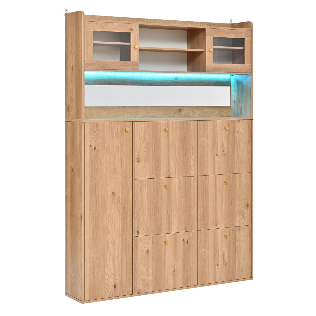 Scarpiera con 6 vani ribaltabili; 1 anta e LED - per ingresso - 130×25×85 cm