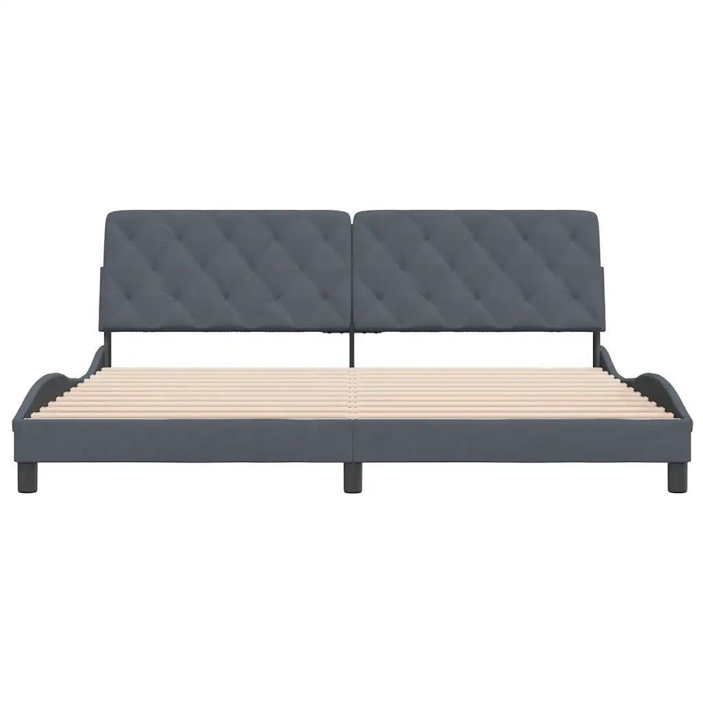 Giroletto senza Materasso Grigio Scuro 200x200 cm Velluto 3207942