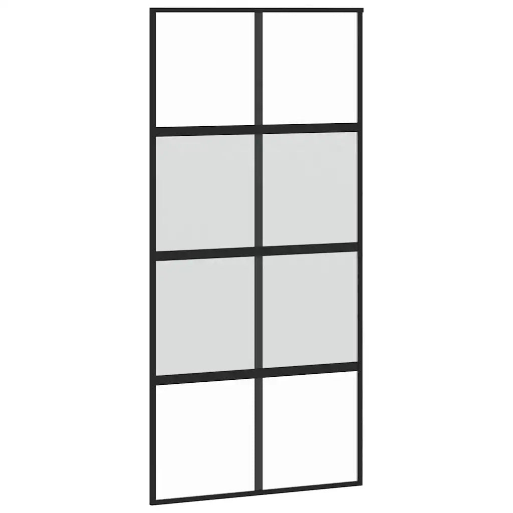 Porta Scorrevole Nera 102,5x205 cm Vetro Temperato e Alluminio 155224