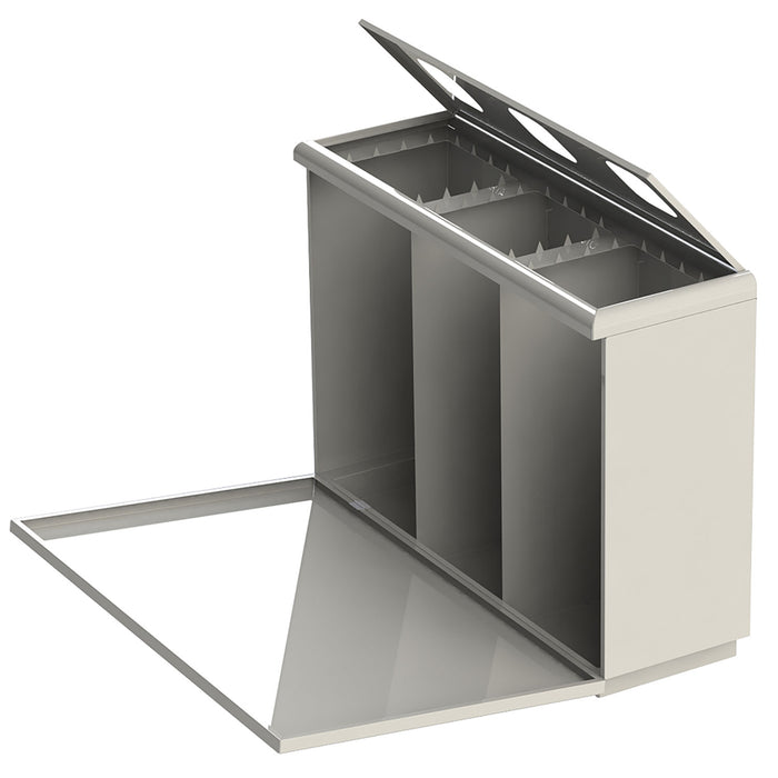 Mobile per Raccolta Differenziata 3 Scomparti con Apertura Frontale 120x40x90 cm in Acciaio Beige