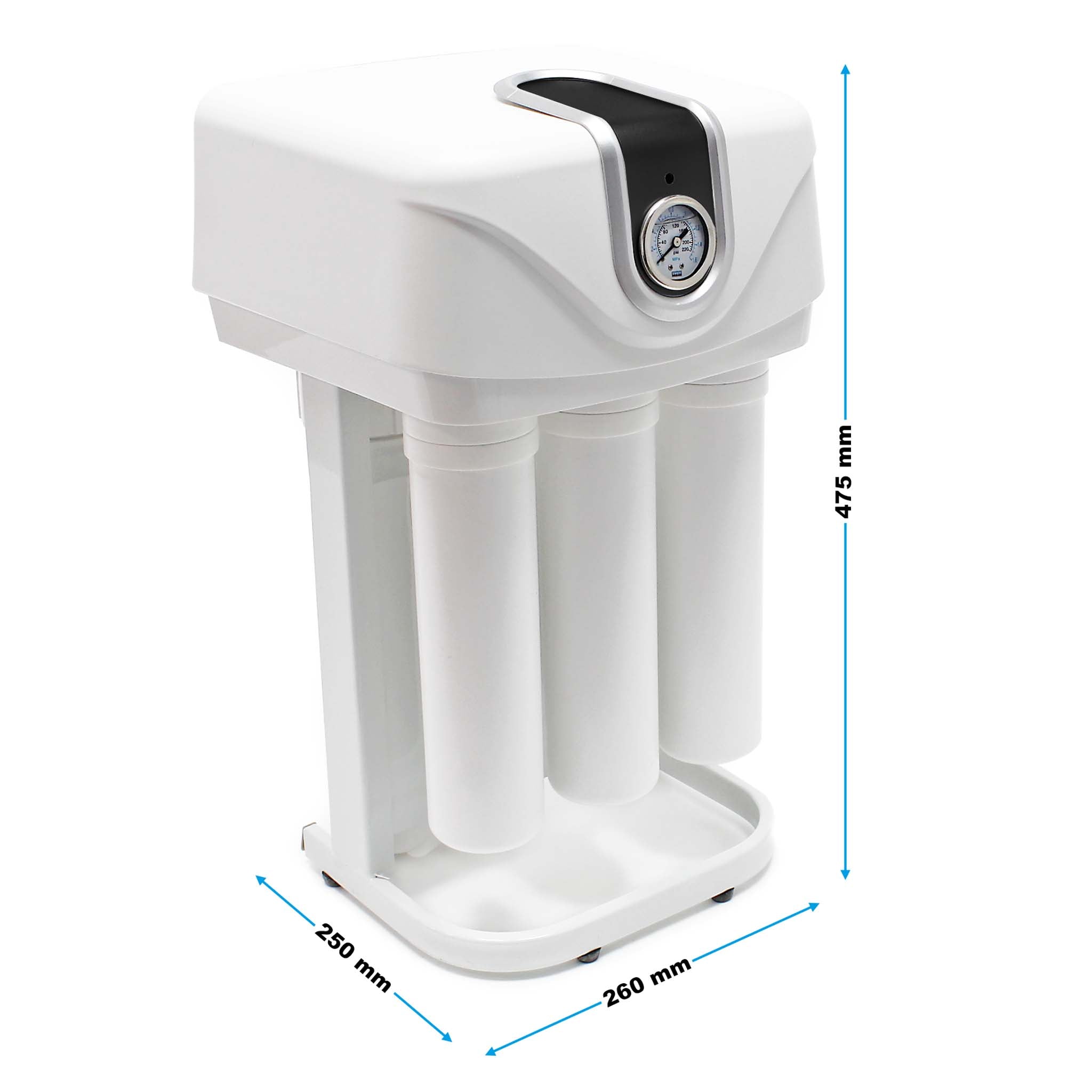 Naturewater Impianto osmosi inversa, filtrazione a 5 stadi 180 litri/g con pompa alloggiamento antipolvere e manometro