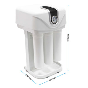 Naturewater Impianto osmosi inversa, filtrazione a 5 stadi 180 litri/g con pompa alloggiamento antipolvere e manometro