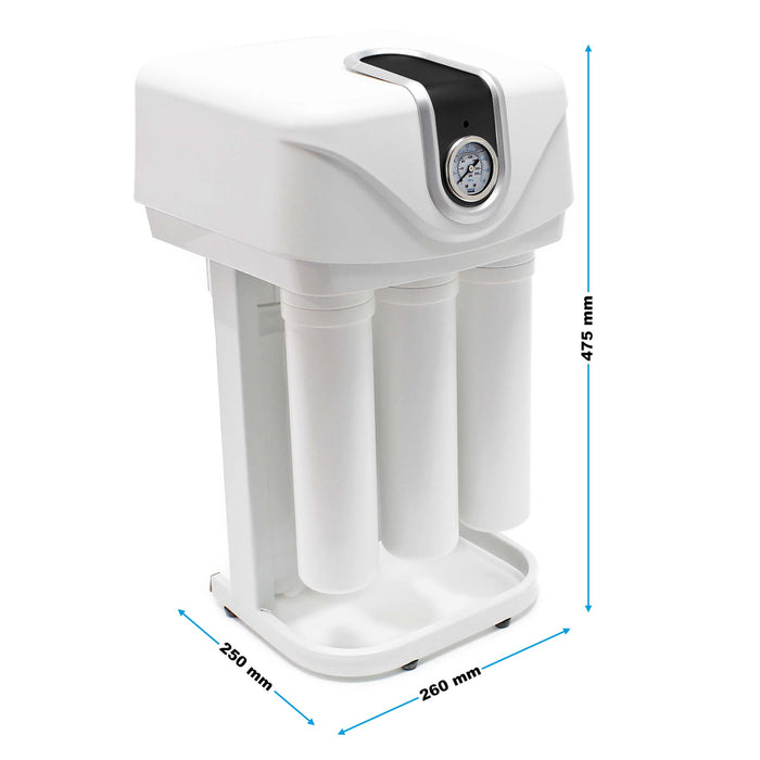 Naturewater Impianto osmosi inversa, filtrazione a 5 stadi 180 litri/g con pompa alloggiamento antipolvere e manometro