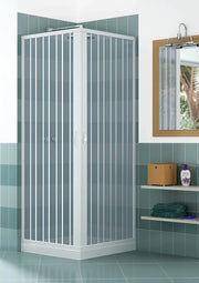 Box Doccia Angolare 80x80 cm 2 Ante a Soffietto in PVC H185 Caldoni Manen Bianco