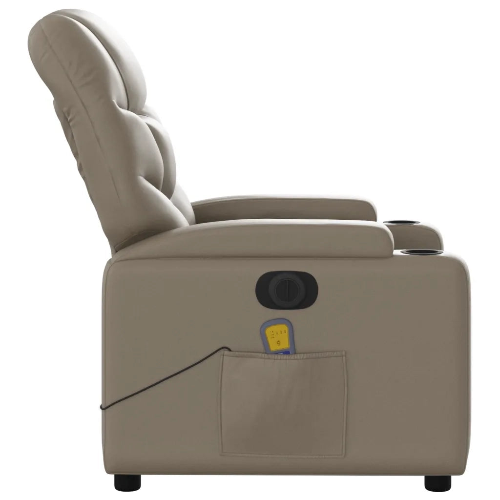 Divano Sedia-Poltrona Reclinabile Massaggio Elettrica Cappuccino Similpelle 418047