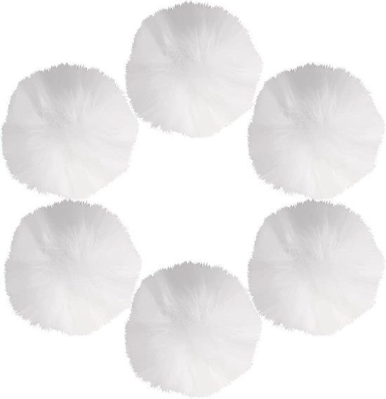 Pomponi 6 pezzi - Pompon di pelliccia artificiale per cappello - 7 cm - Pelliccia imitativa - Accessori per cappelli da fare in casa, porta chiavi - Bianco - Decorativi pompon di pelliccia.