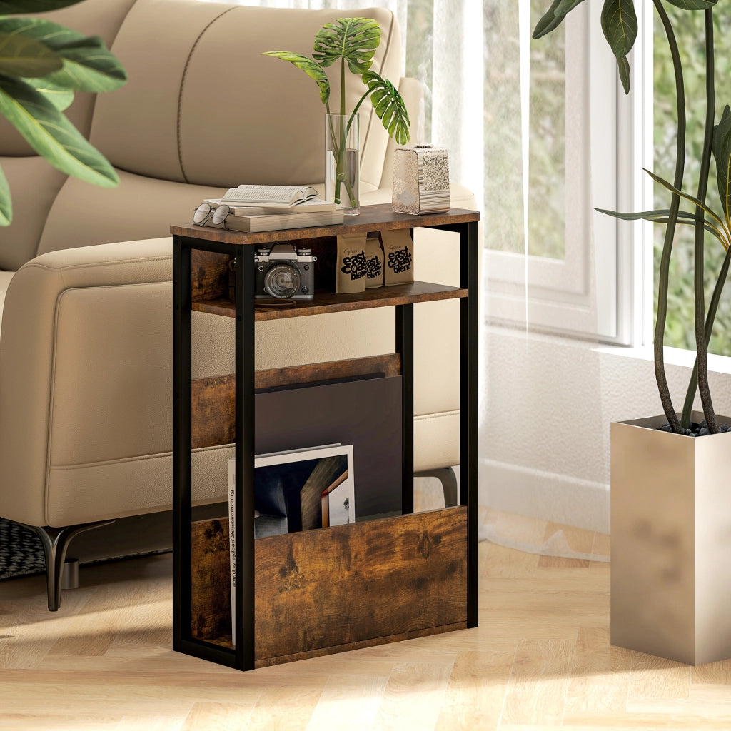 Tavolino da salotto con ripiani a due livelli ¨C zephmum ¨C 46x18x58.5 cm rustico