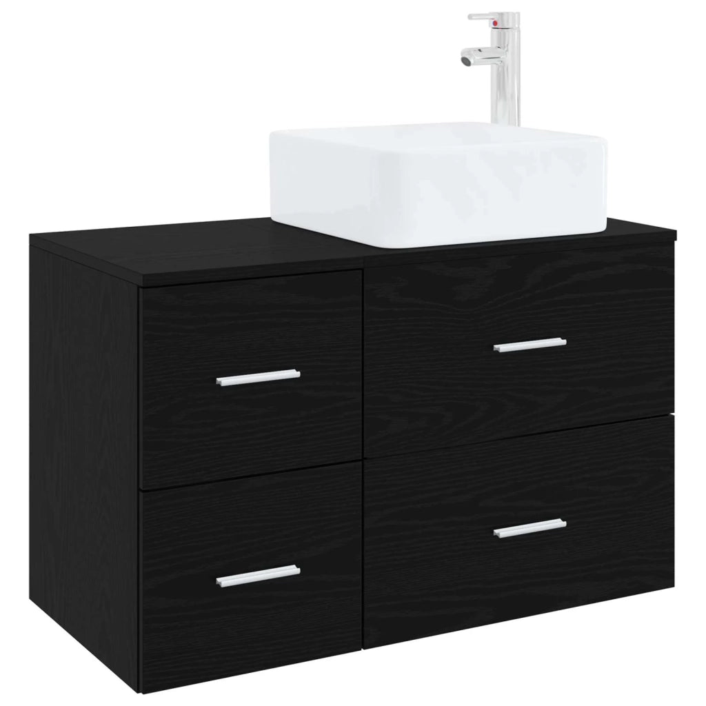 Set di mobili per il bagno 2 pz Rovere Nero 3403977