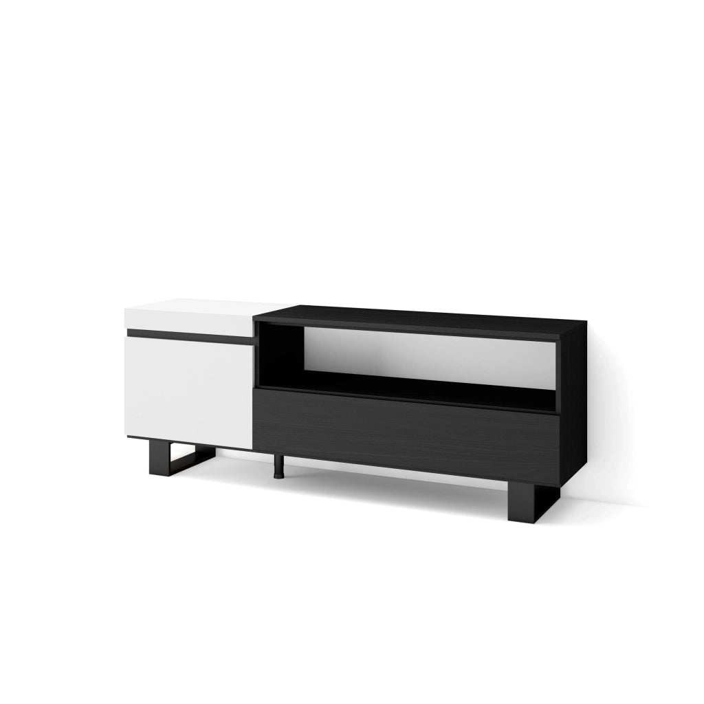 Mobile TV Soggiorno, 150x35x57cm, Per TV fino a 65", Design industriale, Bianco e nero RF2458