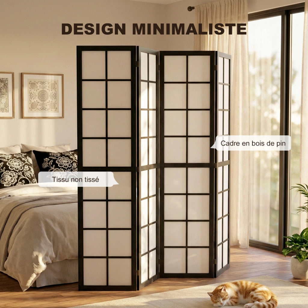Paravento pieghevole 4 ante ¨C Minimal ¨C nero 160x170 cm