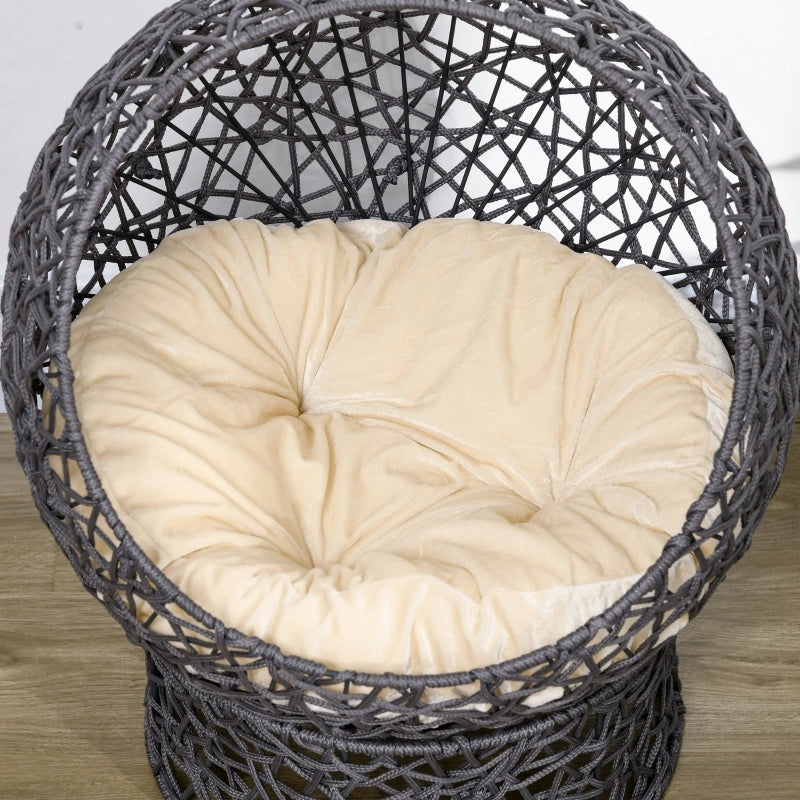 Cestino per gatti rialzato con cuscino, 2 pezzi, 50 x 50 x 60 cm, grigio