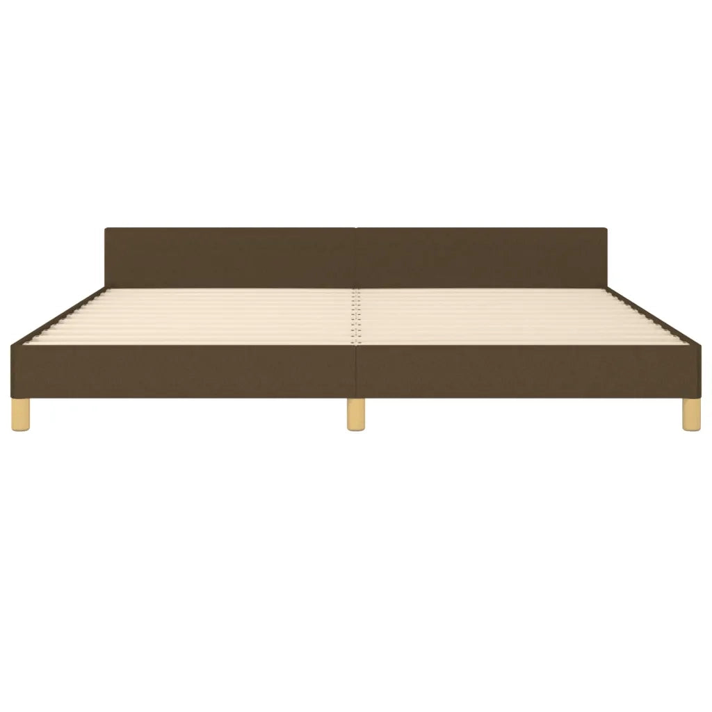 Giroletto con Testiera-Struttura Letto con testiera Marrone Scuro 200x200 cm in Tessuto
