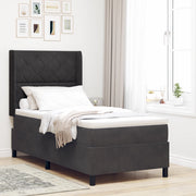 Letto Box Spring  con Materasso Nero 100x200 cm in Velluto