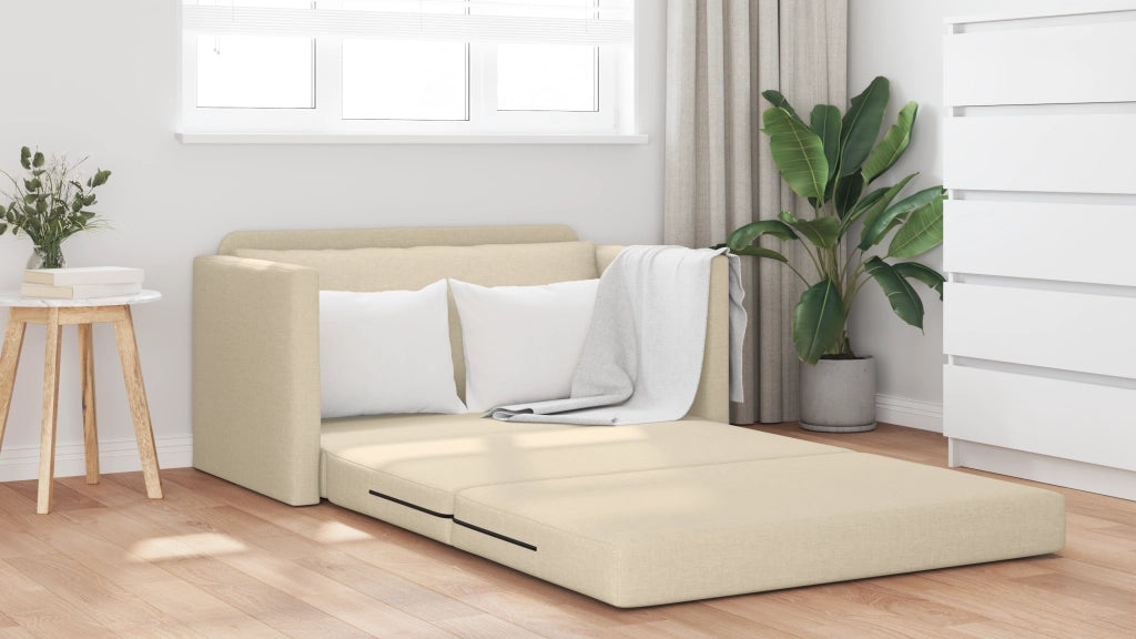 Divano Letto 2-in-1 Panna 124x71x78 cm Tessuto