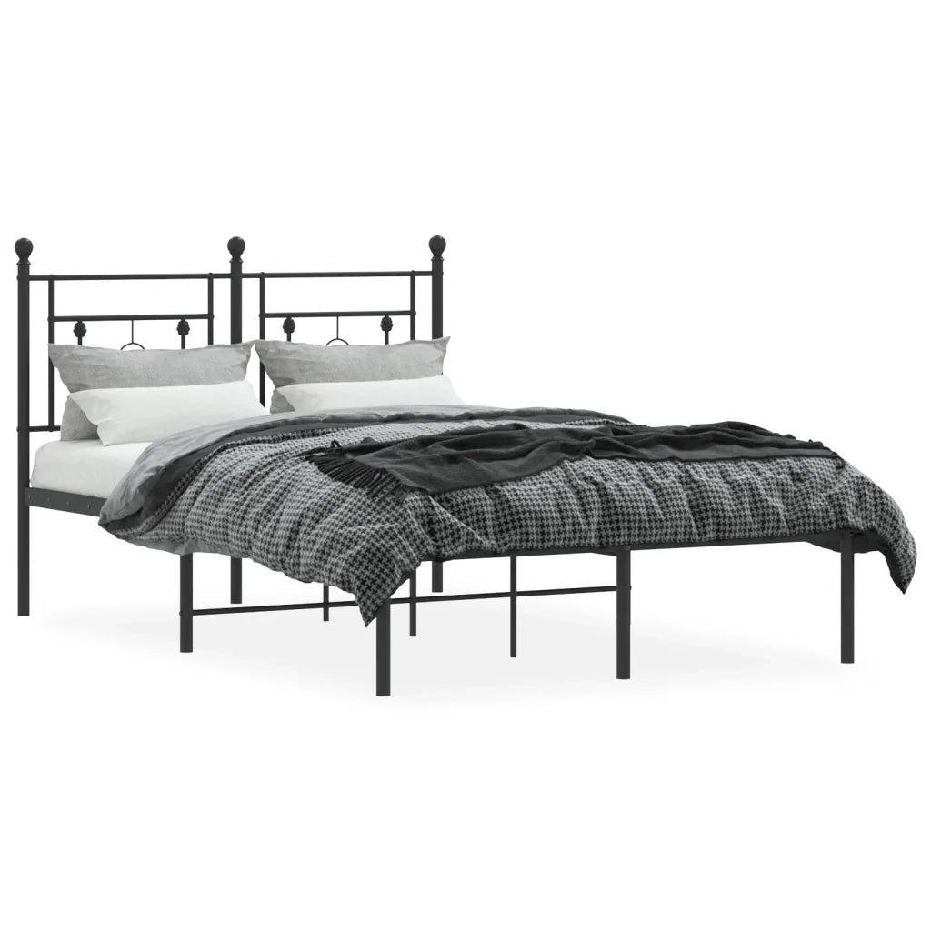 Giroletto con Testiera-Struttura Letto con testiera in Metallo Nero 120x200 cm 395884