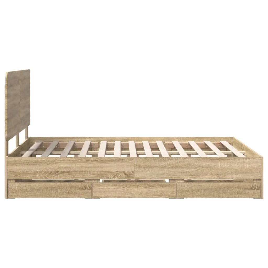 Struttura del letto con cassetto Rovere Sonoma 140 x 190 cm 3412597