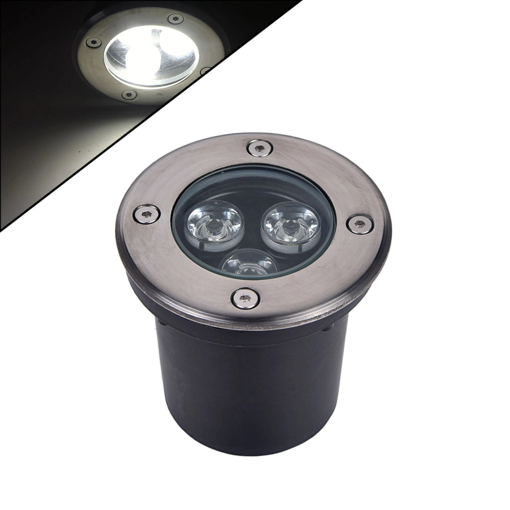 FARETTO LED SEGNAPASSO CALPESTABILE 3W LUCE NATURALE 4000K - IP65 IN ACCIAIO E VETRO TEMPERATO IDEALE PER VIALETTI GIARDINI E INGRESSI