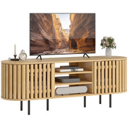 Mobile TV per TV 60 pollici con ante a listelli ¨C Minimal ¨C 140x40x52 cm legno naturale