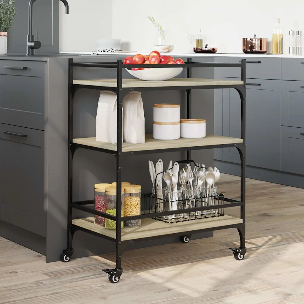 Carrello da Cucina Rovere Sonoma 65x40x86,5cm Legno Multistrato CFW5298375
