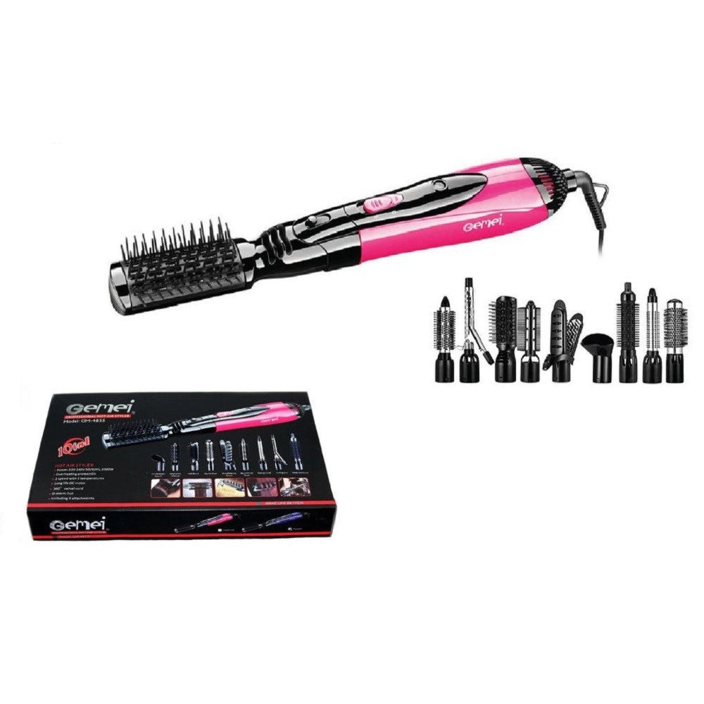 Trade Shop - Styler Ad Aria Calda Professionale 10 In 1 1000w Spazzola Elettrica Phon Gm-4835 -