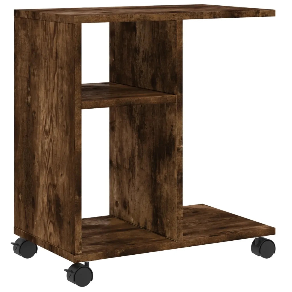 Tavolino | Tavolo laterale con Ruote Rovere Fumo 50x30x55 cm in Legno Multistrato