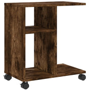 Tavolino | Tavolo laterale con Ruote Rovere Fumo 50x30x55 cm in Legno Multistrato