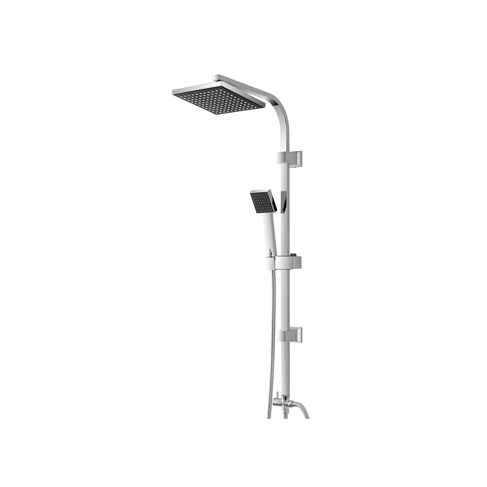 COLONNA DOCCIA IN ACCIAIO H.93cm + SOFFIONE QUADRATO 19x19cm DOCCETTA 7,5x7,5cm E LACCIO FERIDRAS
