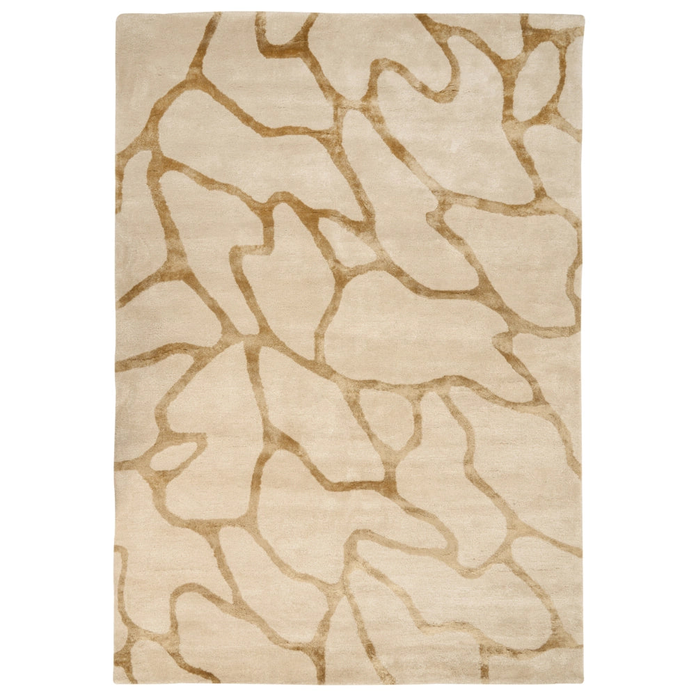 Tappeto moderno in viscosa e lana fatto a mano con motivo geometrico beige 160 x 230 cm Stile Modern Glam