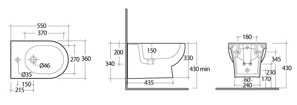 Bidet Sospeso Tonique Con Fissaggo Nascosto
