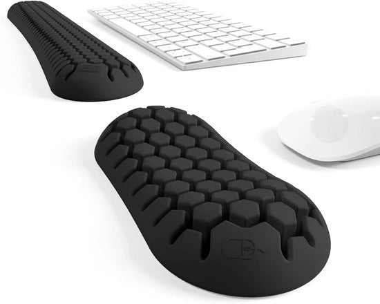 Sostegno per il mouse con struttura a maglia di ape e supporto ergonomico, realizzato in silicone morbido – adatto per ufficio, casa, gaming, laptop e desktop – nero.