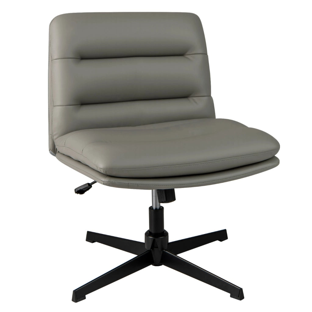 Sedia per ufficio con sedile e schienale confortevoli, Poltrona in pelle sintetica senza braccioli con base ad incrocio Grigio-Sedie da ufficio