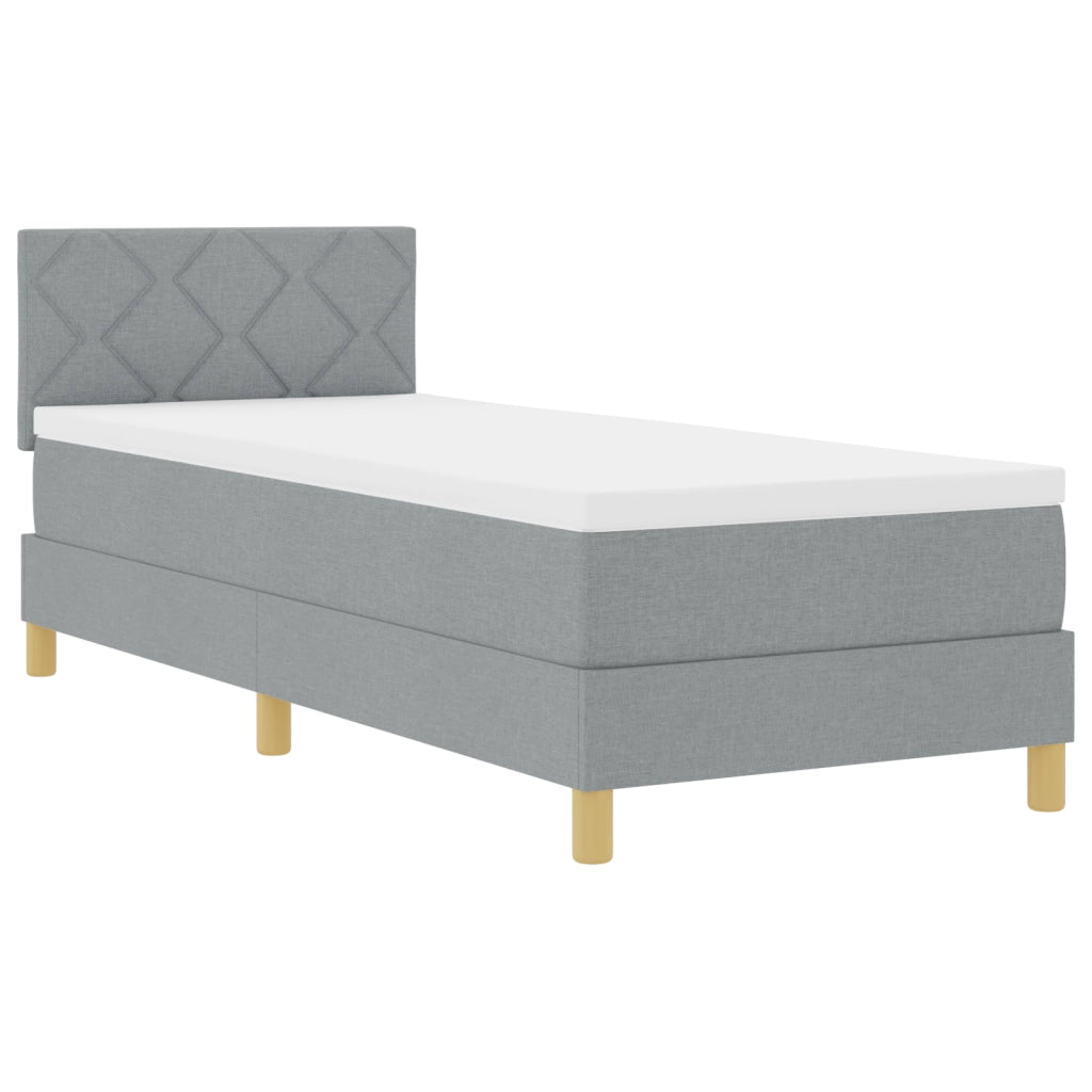 Letto Box Spring con Materasso & LED Grigio Chiaro 80x200 cm Tessuto