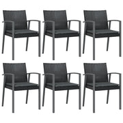 Sedie da Giardino con Cuscini 6 pz | Sedie da Esterno Nere 56,5x57x83 cm Polyrattan