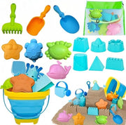 Set di sabbia per bambini con zattera, secchio e forme di sabbia - Riutilizzabile per divertimento al mare
