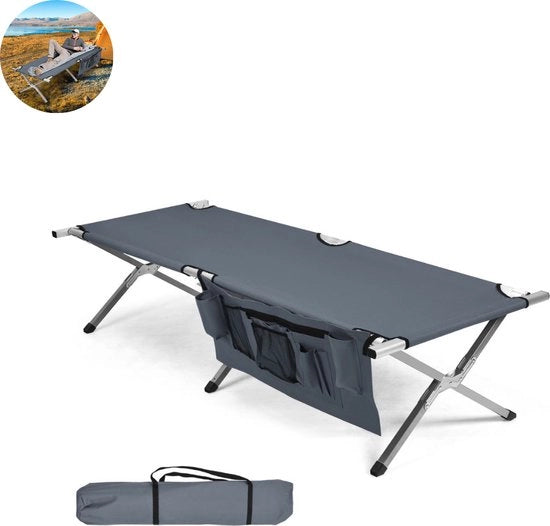 Letto da campeggio - 1 Persone - Opvouwbaar - Stretcher - Ligbed - Vouwbed - Veldbed - Kampeerbed - 1 Persone - Color grigio