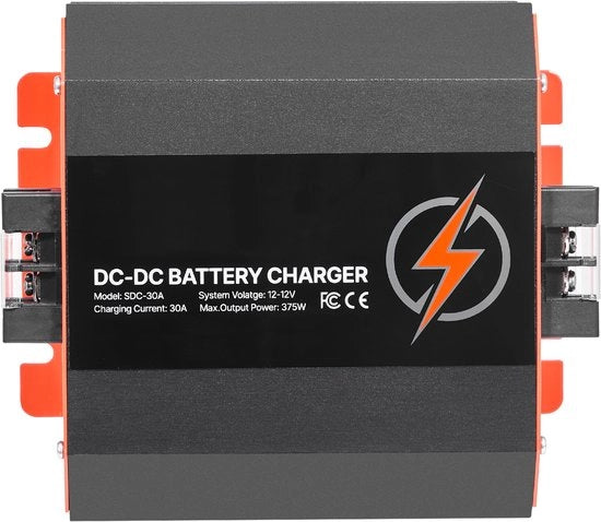 Caricabatteria DC/DC 12 V 30 A – 375 W – Oplader per diversi tipi di batteria come l'acido piombo, litio, AGM, GEL e batteria naturale – con modalità di caricamento intelligente multipla
