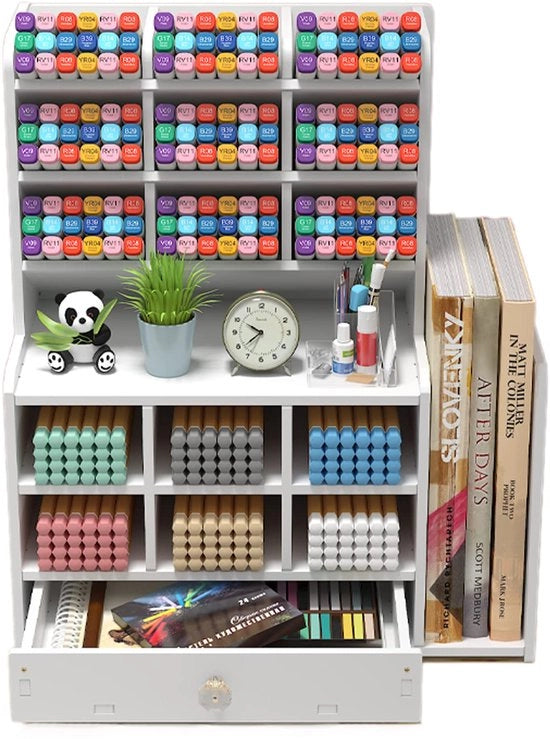 Organizzatore per ufficio con contenitore per documenti, contenitore per penne, cassetto per penne, contenitore per penne e organizzatore per ufficio con alloggiamento per mappe per penne, ufficio, casa, scuola, contenitore per penne (PB16-1)