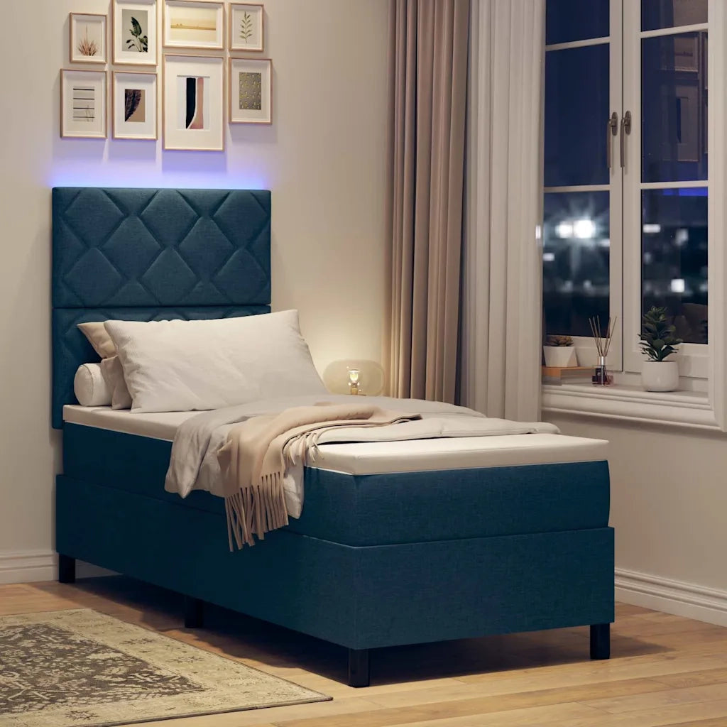 Letto a molle con materasso con led Blu 80 x 200 cm Tessuto 3342906